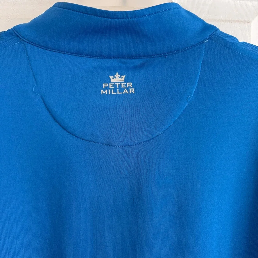 Peter Millar Quarter Zip Pullover Mens L Blue Wicking Golf Performance - Picture 8 of 8